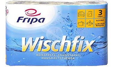 Fripa Küchenrolle Wischfix, 3-lagig, hochweiß, Sie erhalten 1 Packung, Packungsinhalt: 4 Rollen im Sale